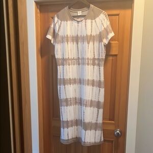 Anthropologie Roan&Ryan Stylish Tie-Dye Dress in Cream and Brown size L exc